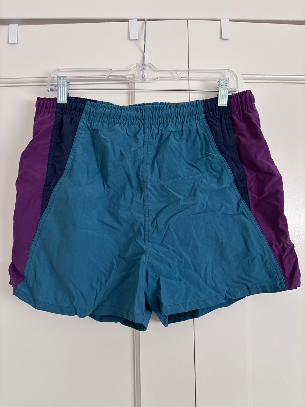 Trader Bay Teal Athletic Shorts with Purple Panels